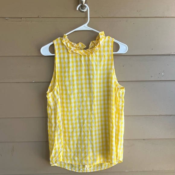 J.Crew Gingham Ruffleneck Sleeveless Top - Size M - Preppy Casual Summer - Picture 1 of 6